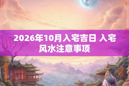 2026年10月入宅吉日 入宅风水注意事项