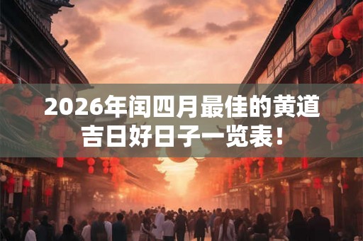 2026年闰四月最佳的黄道吉日好日子一览表！