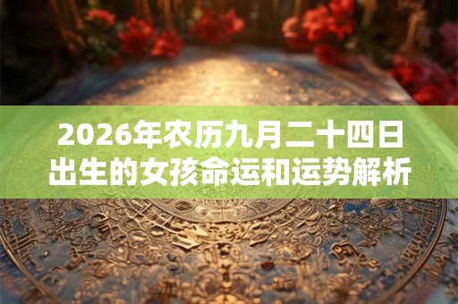 2026年农历九月二十四日出生的女孩命运和运势解析