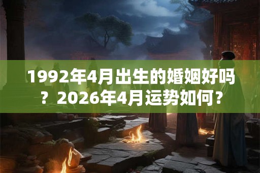 1992年4月出生的婚姻好吗？2026年4月运势如何？