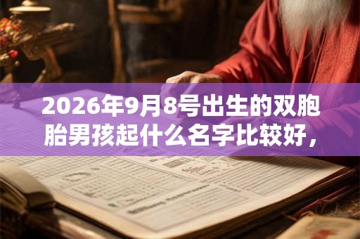 2026年9月8号出生的双胞胎男孩起什么名字比较好，五行属什么