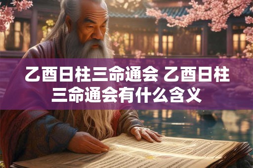 乙酉日柱三命通会 乙酉日柱三命通会有什么含义