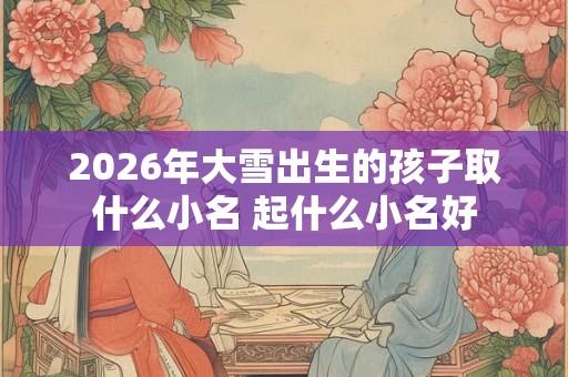 2026年大雪出生的孩子取什么小名 起什么小名好