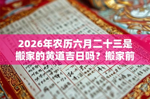 2026年农历六月二十三是搬家的黄道吉日吗？搬家前要做什么？