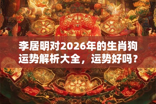 李居明对2026年的生肖狗运势解析大全，运势好吗？