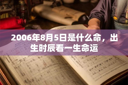 2006年8月5日是什么命，出生时辰看一生命运