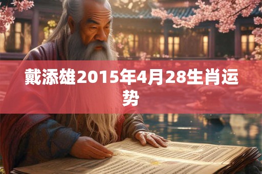 戴添雄2015年4月28生肖运势