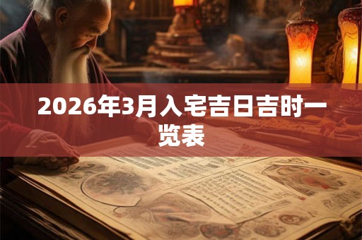 2026年3月入宅吉日吉时一览表