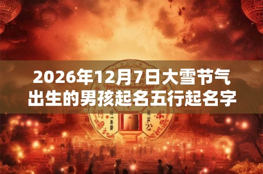 2026年12月7日大雪节气出生的男孩起名五行起名字典