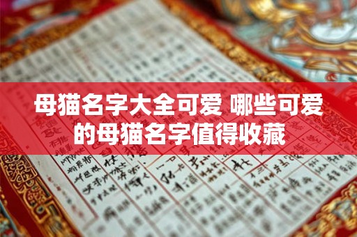 母猫名字大全可爱 哪些可爱的母猫名字值得收藏