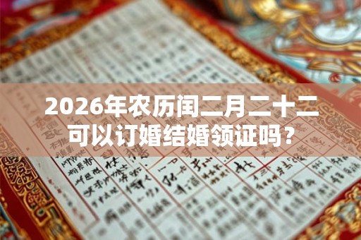 2026年农历闰二月二十二可以订婚结婚领证吗? 2026年农历闰二月二十二可以订婚结婚领证吗?