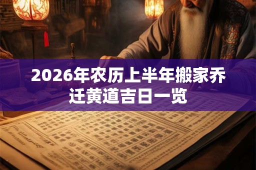 2026年农历上半年搬家乔迁黄道吉日一览