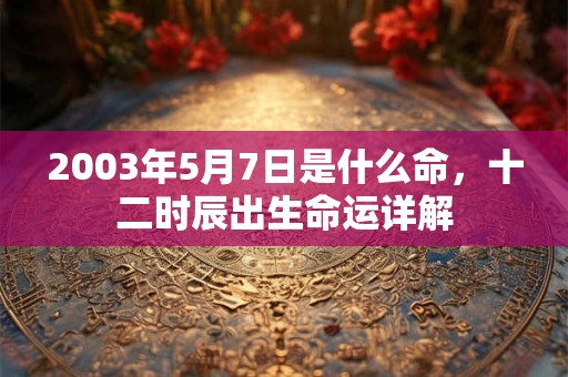 2003年5月7日是什么命，十二时辰出生命运详解