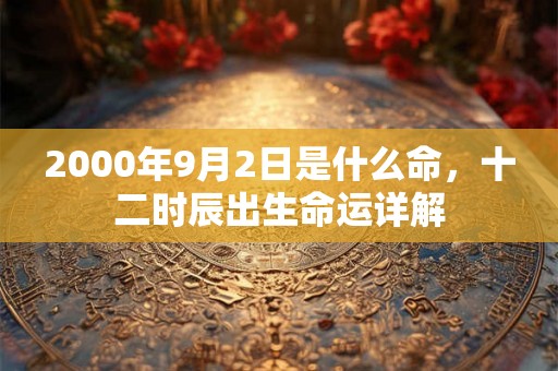 2000年9月2日是什么命，十二时辰出生命运详解