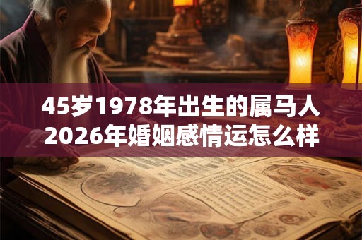 45岁1978年出生的属马人2026年婚姻感情运怎么样？
