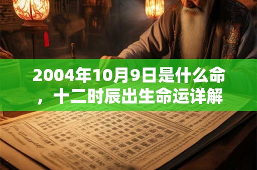 2004年10月9日是什么命，十二时辰出生命运详解