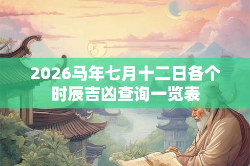 2026马年七月十二日各个时辰吉凶查询一览表