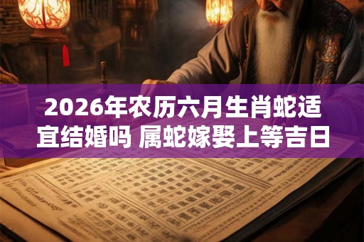 2026年农历六月生肖蛇适宜结婚吗 属蛇嫁娶上等吉日