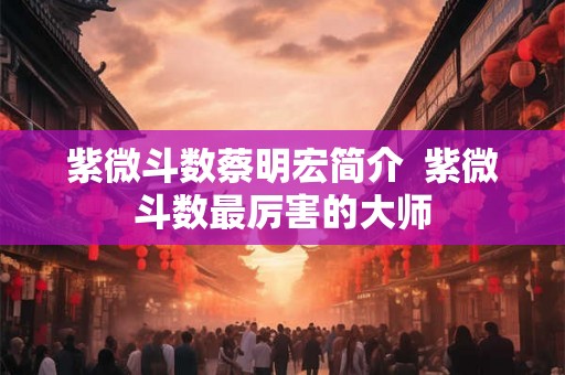 紫微斗数蔡明宏简介  紫微斗数最厉害的大师
