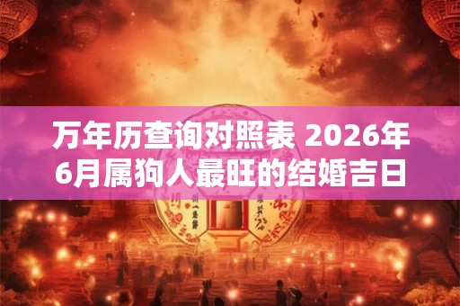 万年历查询对照表 2026年6月属狗人最旺的结婚吉日