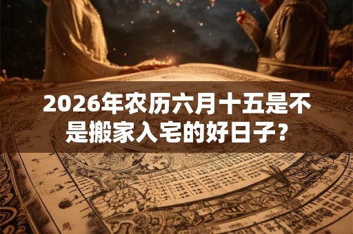 2026年农历六月十五是不是搬家入宅的好日子？