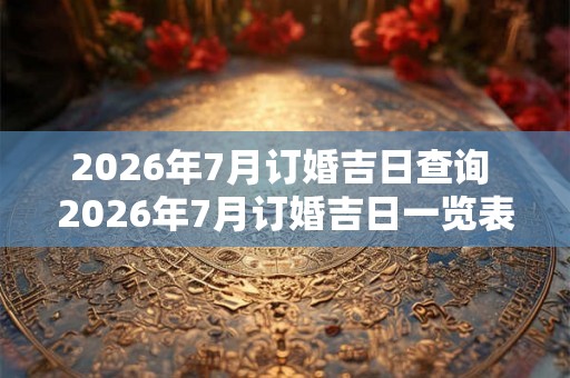 2026年7月订婚吉日查询 2026年7月订婚吉日一览表