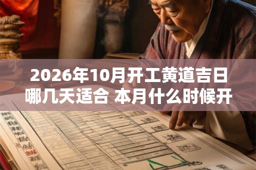 2026年10月开工黄道吉日哪几天适合 本月什么时候开工大吉