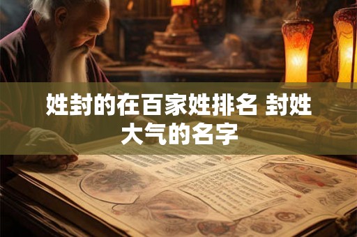 姓封的在百家姓排名 封姓大气的名字