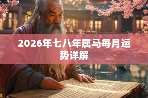 2026年七八年属马每月运势详解 2026年七八年属马每月运势详解