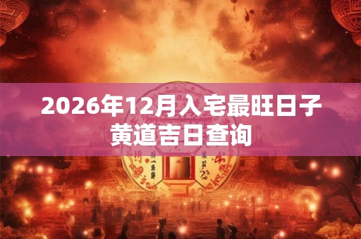 2026年12月入宅最旺日子黄道吉日查询