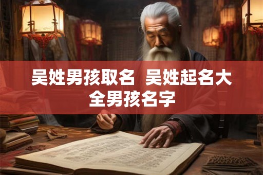 吴姓男孩取名  吴姓起名大全男孩名字