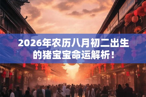2026年农历八月初二出生的猪宝宝命运解析！