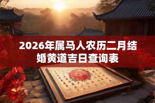 2026年属马人农历二月结婚黄道吉日查询表 2026年属马人农历二月结婚黄道吉日查询表