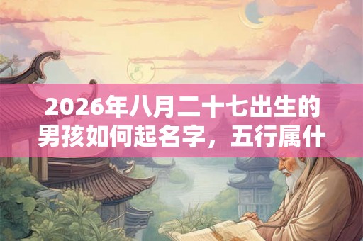 2026年八月二十七出生的男孩如何起名字，五行属什么