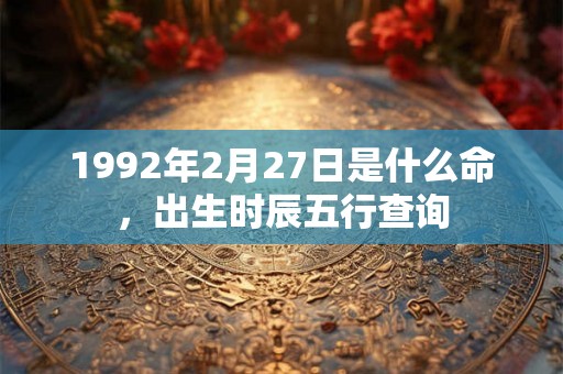 1992年2月27日是什么命，出生时辰五行查询