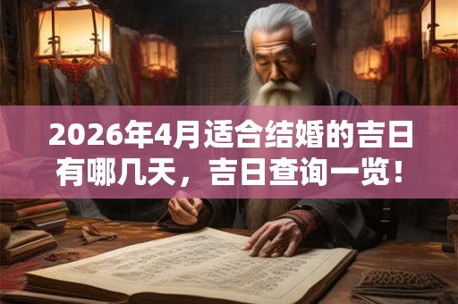 2026年4月适合结婚的吉日有哪几天，吉日查询一览！