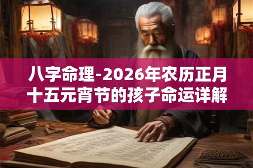 八字命理-2026年农历正月十五元宵节的孩子命运详解