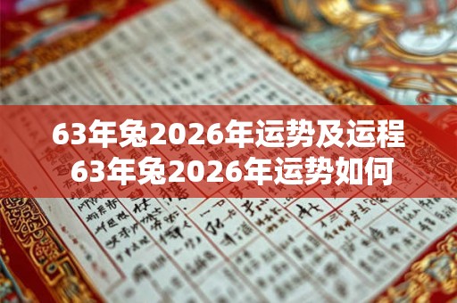 63年兔2026年运势及运程 63年兔2026年运势如何