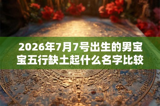 2026年7月7号出生的男宝宝五行缺土起什么名字比较好