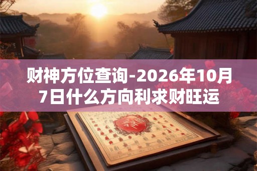 财神方位查询-2026年10月7日什么方向利求财旺运 财神方位查询-2026年10月7日什么方向利求财旺运