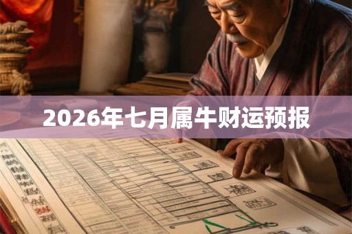 2026年七月属牛财运预报 2026年七月属牛财运预报