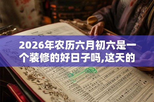 2026年农历六月初六是一个装修的好日子吗,这天的吉时有哪些？