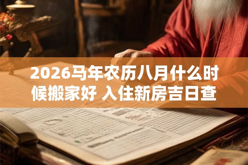 2026马年农历八月什么时候搬家好 入住新房吉日查询
