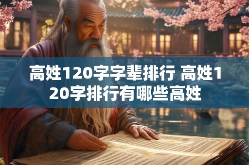 高姓120字字辈排行 高姓120字排行有哪些高姓