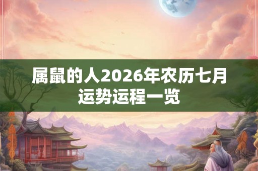 属鼠的人2026年农历七月运势运程一览