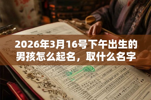 2026年3月16号下午出生的男孩怎么起名，取什么名字吉祥？