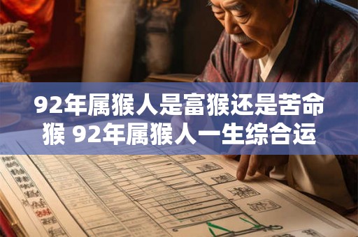 92年属猴人是富猴还是苦命猴 92年属猴人一生综合运势
