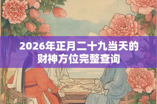 2026年正月二十九当天的财神方位完整查询 2026年正月二十九当天的财神方位完整查询