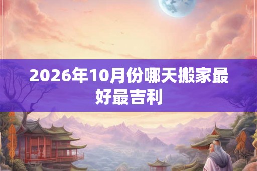 2026年10月份哪天搬家最好最吉利