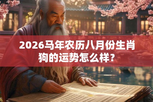 2026马年农历八月份生肖狗的运势怎么样？
